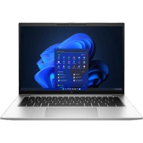 HP EliteBook 845 G9 5P721EA gümüş ultrabook laptop, açık klavye ve Windows arayüzlü ön görünüm.