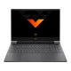 HP Victus Gaming 16-S0003NT 7Z4P9EA koyu gri oyuncu laptop; V şeklinde RGB ekran tasarımı görünüyor