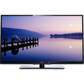 Philips 32PFL3118K LED televizyon, HD Ready ekranda gün batımı manzarası; siyah çerçeveli vitrinde görünüyor