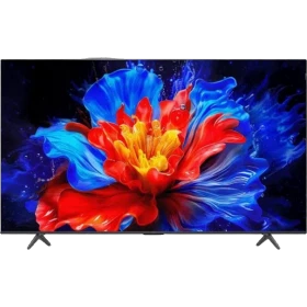 TCL 75T8C Ultra HD 4K LED televizyon ekranında kırmızı-mavi çiçek efekti, genel renkli vitrin görünümü