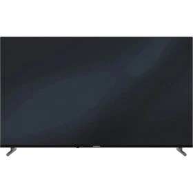 Grundig 75 GKU 750 Ultra HD 4K TV, siyah ekranlı LED televizyon ve ayakları
