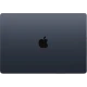 Apple MacBook Air M3 15.3 inç laptop, koyu mavi renkte kapalı kasa üstten görünüm