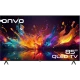 Onvo 85OVF9000UQ Ultra HD 4K LED televizyon, renkli ekranı ve ayaklı tasarımıyla önden görünüm