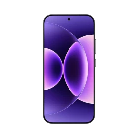 Xiaomi 17 siyah akıllı telefonun önden görünümü, ince çerçeveli ekran ve ortada ön kamera deliği