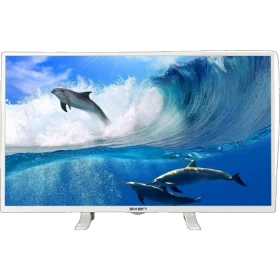 Axen Olympus 42 inç beyaz LED Full HD televizyon, ekranda yunuslu deniz görüntüsüyle