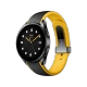 Xiaomi Watch S2 46 mm siyah akıllı saat, sarı-siyah kayış ve yuvarlak ekran tasarımıyla önden görünür halde