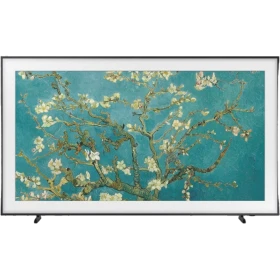 Samsung 85LS03BG Ultra HD 4K QLED Televizyon, siyah çerçeveli geniş ekranla vitrinde görüntüleniyor.
