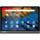Lenovo Yoga Smart Tab gri tablet ön görünüm; renkli tüy desenli ekran ve uygulama kısayolları görünüyor