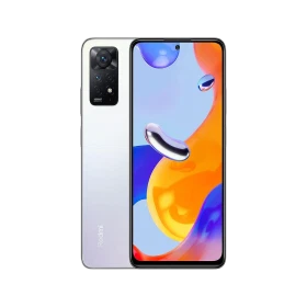 Xiaomi Redmi Note 11 Pro 5G beyaz akıllı telefon, ön ekran ve arka çoklu kamera tasarımıyla birlikte