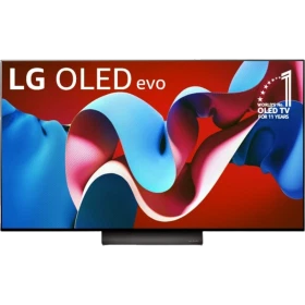 LG OLED77C46LA Ultra HD 4K OLED televizyon, canlı renkli ekranda evoyu gösteren vitrin görünümü