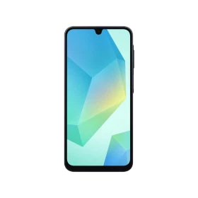 Samsung Galaxy A16 5G siyah akıllı telefon, önden görünüm, ince çerçeveli ekran ve damla çentik tasarım
