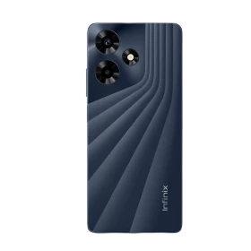 Infinix Hot 30 siyah akıllı telefonun arka yüzü, çift kamera ve flaş tasarımıyla görünüm