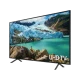 Samsung 50RU7100 Ultra HD 4K LED televizyon; buzul dağ manzaralı ekranda, siyah tasarım.
