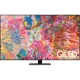 Samsung 75Q80B Ultra HD 4K QLED televizyon, canlı renklerle arka planda ekranda QLED yazısı bulunan vitrin görseli