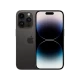 Siyah Apple iPhone 14 Pro akıllı telefon, önden ekran ve arkada üçlü kamera modülü görünümü
