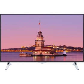 Vestel 40UA8900 Ultra HD 4K LED TV, İstanbul Kız Kulesi manzarasını gösteren siyah ekranlı televizyon