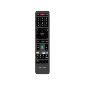 Onvo 42OV6000F Full HD LED TV için siyah kumanda, önden düğmeleri görünür şekilde sunuluyor