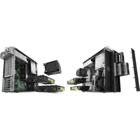 Dell Precision 5820 W-2235 masaüstü bilgisayarın açık kasası ve sökülmüş bileşenleri