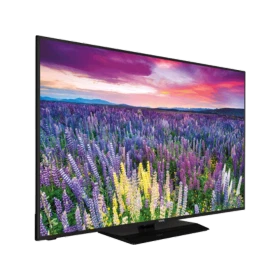 Vestel 49UD8200 Ultra HD 4K LED televizyon, çiçekli manzara gösteren ince çerçeveli ekranıyla önden görünüm