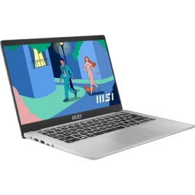 MSI Modern 14 C11M-216XTR gri ultrabook laptop, ince tasarım ve açık ekranıyla önden görünüm