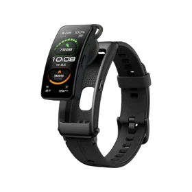 Huawei TalkBand B6 siyah akıllı bileklik, renkli sağlık ekranı ve ayarlanabilir kayışıyla önden görünüm