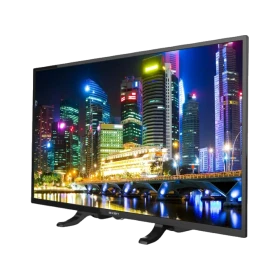 Axen Uydu Alıcılı Smart Siyah Full HD 42 inç LED televizyon, gece şehir manzarasını ekranda gösteriyor
