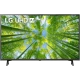 LG 43UQ80009LB Ultra HD 4K LED Televizyon ekranında yeşil ağaç görüntüsü, Ultra HD AI ThinQ vurgusu