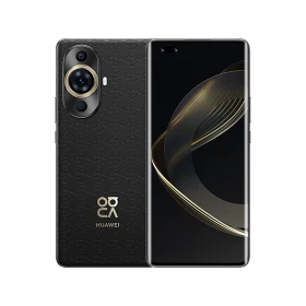Huawei Nova 11 Pro siyah akıllı telefon, ön ekran ve arka kamera tasarımıyla vitrin görünümü