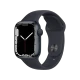 Apple Watch Series 7 41 mm siyah alüminyum kasa ve spor kordonlu akıllı saat, önden görünüm