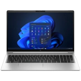 HP EliteBook 650 G10 B2PK5ES gümüş iş ve ofis laptopu açık ekran ve klavye ile vitrinde görünüyor