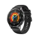 Huawei Watch GT 5 Siyah 46mm akıllı saat, renkli sağlık ekranı ve siyah silikon kordonuyla önden görünüm