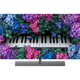 Philips 65OLED935 Ultra HD 4K OLED televizyon, canlı çiçekli arka plan ile vitrin görünümü