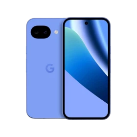 Mor Google Pixel 10a akıllı telefonun kamera modülü ve renkli ekranıyla ön ve arka yüzü birlikte gösteriliyor.