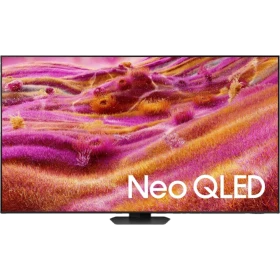 Samsung 98QN90F Ultra HD 4K QLED televizyon, ekranda Neo QLED yazısı ve canlı renkli manzara görüntüsü