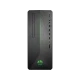 HP 790-0019NT 4JR58EA siyah masaüstü bilgisayar kasası, yeşil aydınlatmalı ön panel ve bağlantı noktalarıyla