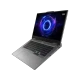 Lenovo LOQ 17IRX10 83JE012JTR gri oyuncu laptop, açık ekranda RGB aydınlatmalı klavye ile önden görünüm