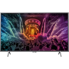 Philips 49PUS6401 Ultra HD 4K LED televizyon; sahne temalı canlı ekrana sahip, genel renkli dikdörtgen TV.