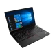 Lenovo ThinkPad E14 G7 21SX007DTX FR4 siyah iş ve ofis laptopu, açık ekranlı önden çapraz görünüm