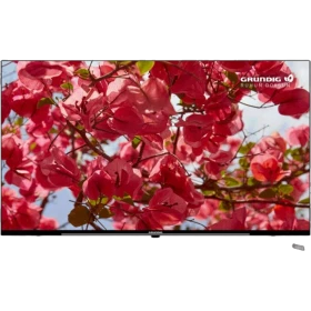 Grundig 40 GEF 6950 B Full HD LED televizyon, siyah çerçevede pembe çiçek görüntüsüyle