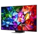 LG 75MRGB96B6B Ultra HD 4K TV, siyah çerçeveli geniş ekranda renkli geometrik görüntü ve ayak tasarımı