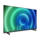 Philips 50PUS7506 Ultra HD 4K LED televizyon ekranında renkli ışık desenleri, genel siyah tasarım