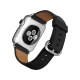 Apple Watch 38 mm gümüş paslanmaz çelik kasalı, klasik tokalı siyah kayışlı akıllı saat