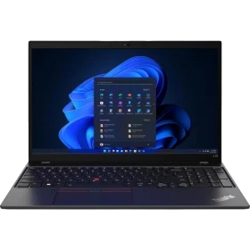 Lenovo ThinkPad L15 G3 21C3006ETX siyah iş ve ofis laptopu, açık ekranlı önden görünüm