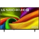 LG 55NU8E0B3LA Ultra HD 4K TV, siyah çerçeveli düz ekran ve renkli ekran görüntüsü