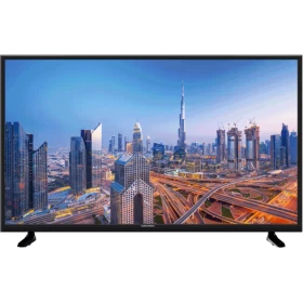 Grundig 65 GCU 7900B Ultra HD 4K LED televizyon, şehir manzarası gösteren siyah ekranlı model