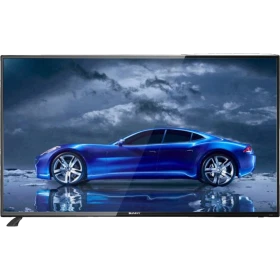 Sunny 65 inç uydu alıcılı Full HD FHD TV, ekranda mavi spor otomobil görüntüsüyle