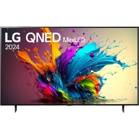 LG 86QNED91T6A Ultra HD 4K QNED televizyon ekranında renkli MiniLED sıçramaları görünüyor