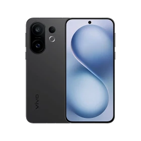 Vivo S30 Pro Mini siyah akıllı telefon, ön ekran ve arka kamera modülüyle vitrin görünümü
