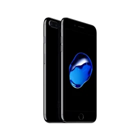 Apple iPhone 7 Plus simsiyah akıllı telefon, önden ekranı ve arkadan çift kamerası görünen tasarım