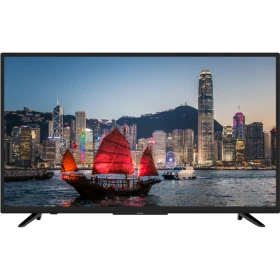 Arçelik A40L 5745 4B Full HD LED TV, şehir manzarası ve kırmızı yelkenli tekne görüntüsüyle
